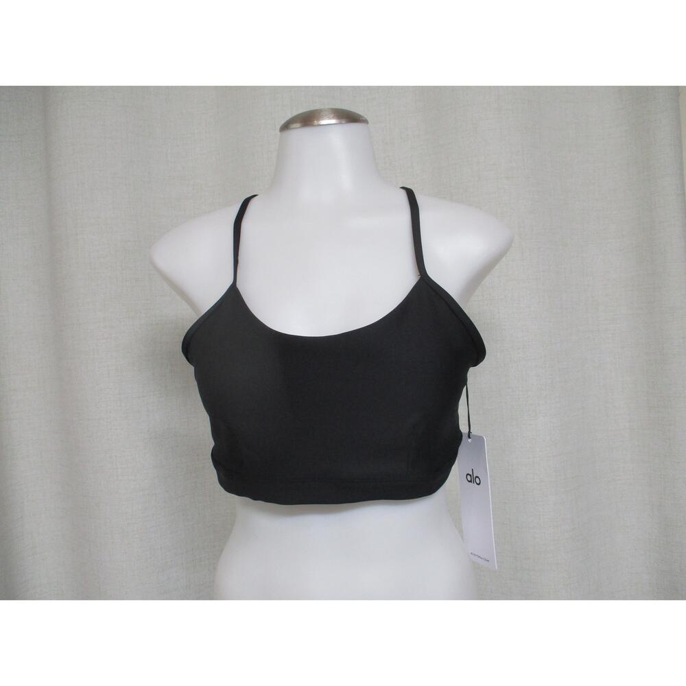 ALO YOGA Black Airlift Intrigue Strappy Activewear Sports Bra top sz L  HW